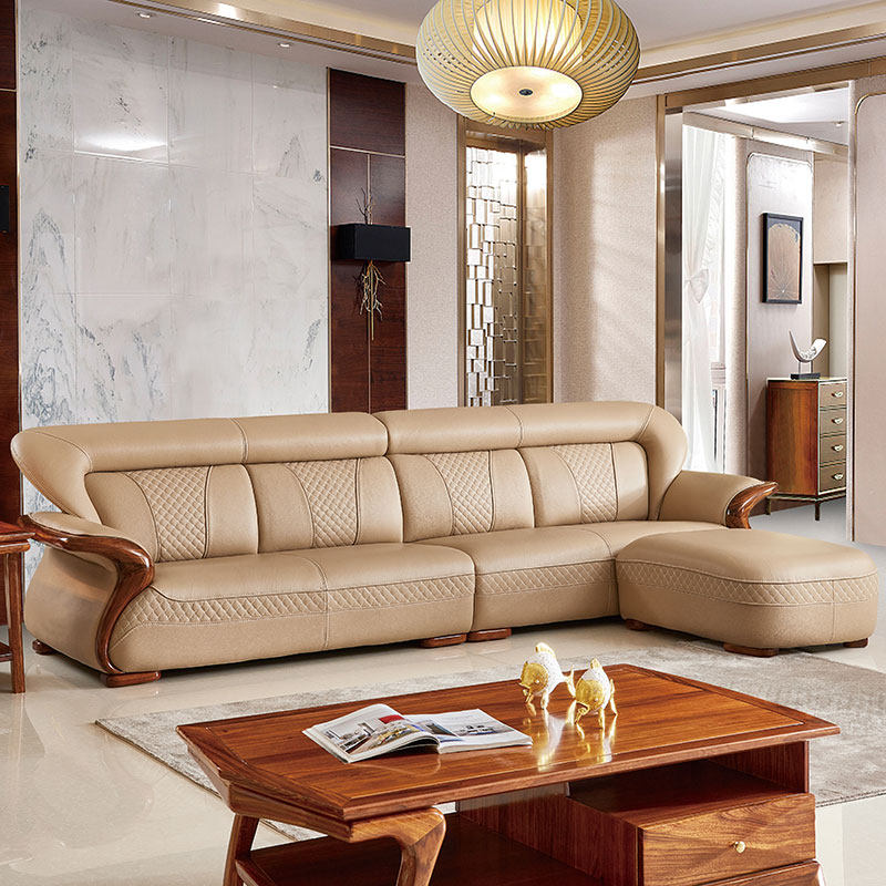 真皮沙发头层牛皮转角客厅组合原木乌金木实木中式厚皮艺小户型
