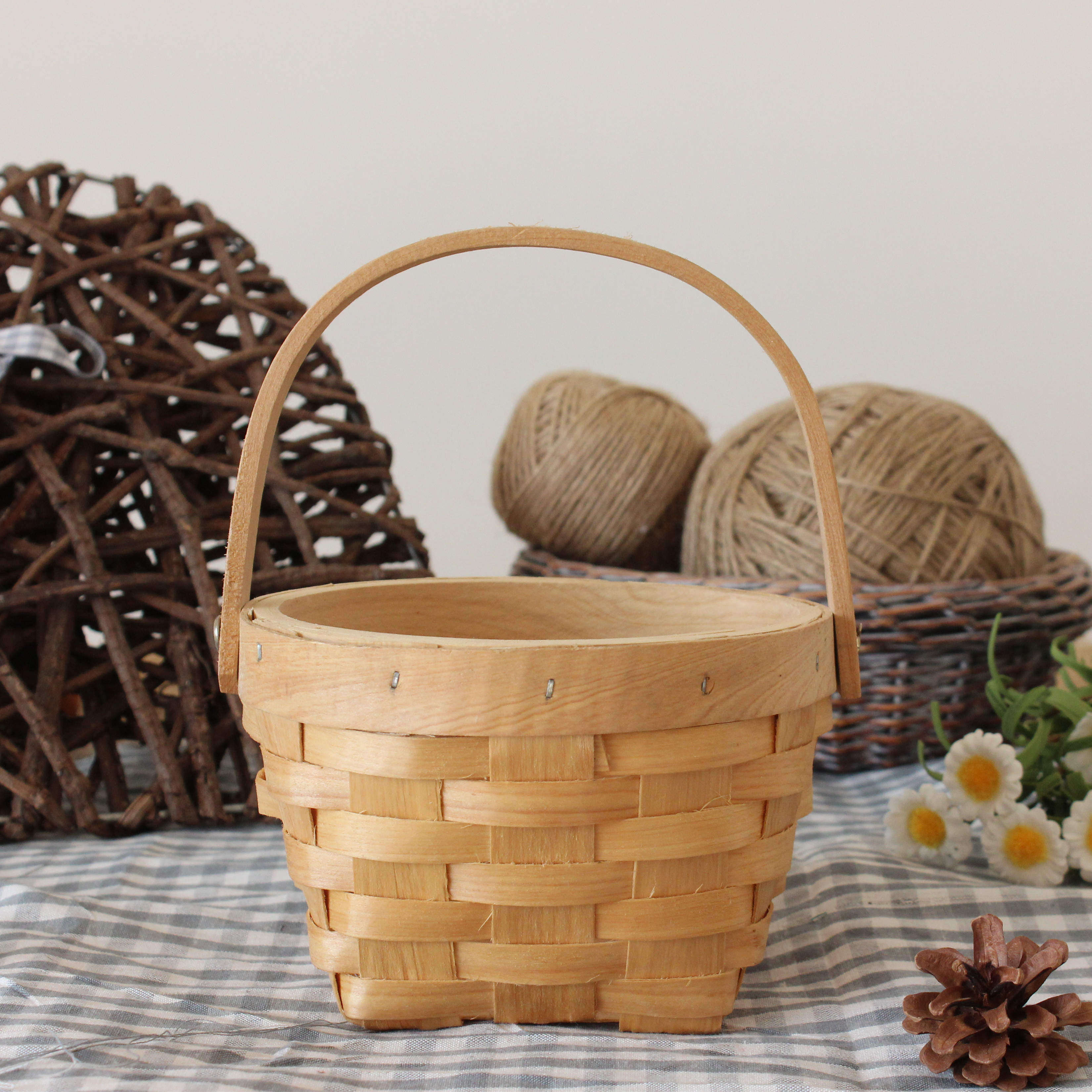 柳编新款藤编收纳筐手工鸡蛋篮幼儿园 田园摄影道具插花小提篮