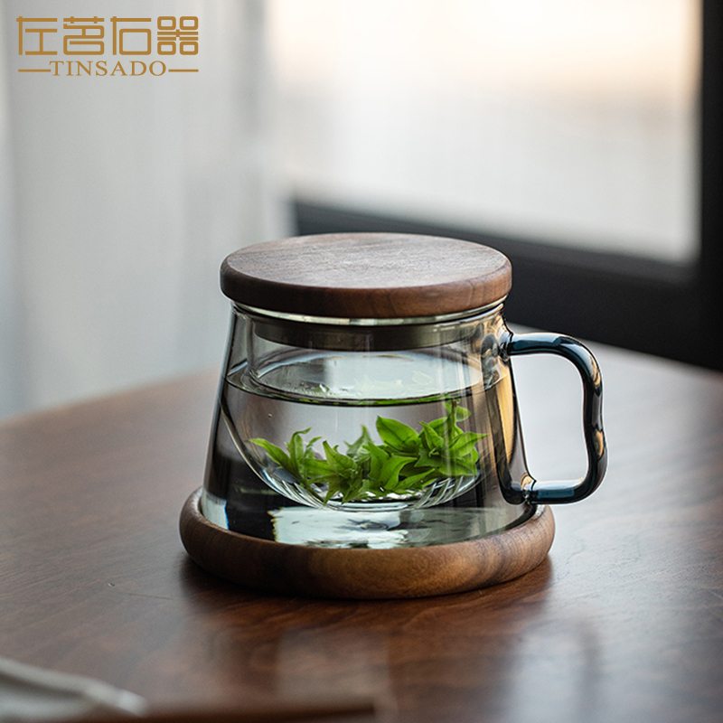 左茗右器茶水分离玻璃泡茶杯日式高档个人专用杯家用办公室水杯