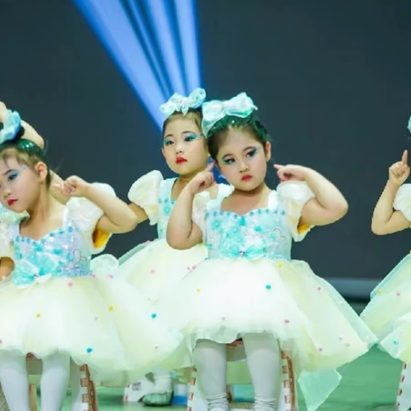 中国芭比戏梦蝶舞蹈服亮片公主蓬蓬纱裙儿童演出服女童芭蕾舞台服