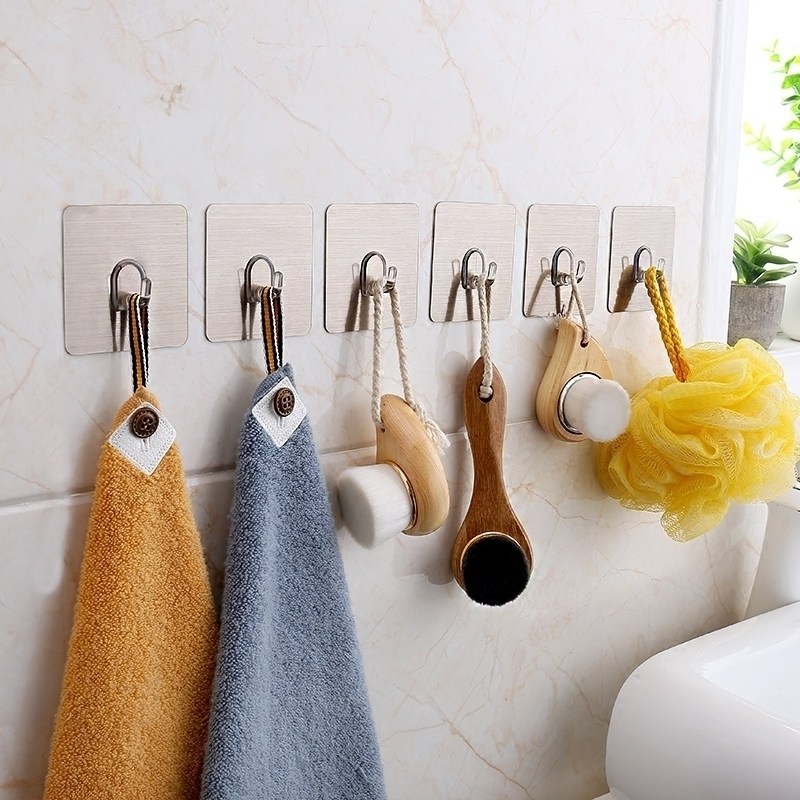 无痕贴免打孔防水挂钩排钩浴室强力粘胶壁挂墙上粘钩厨房门后挂钩