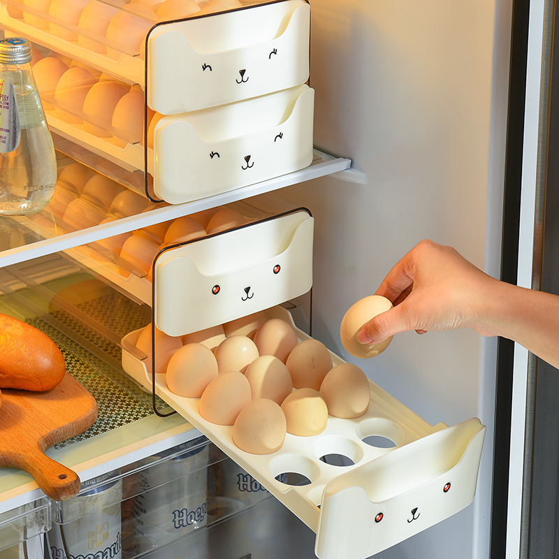 冰箱鸡蛋收纳盒食品透明塑料盒子厨房鸡蛋专用保鲜盒整理盒抽拉式