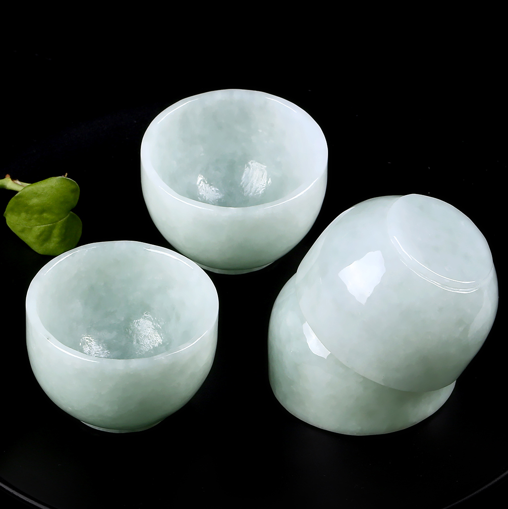 天然缅甸a货翡翠翡翠茶杯4个396.73g
