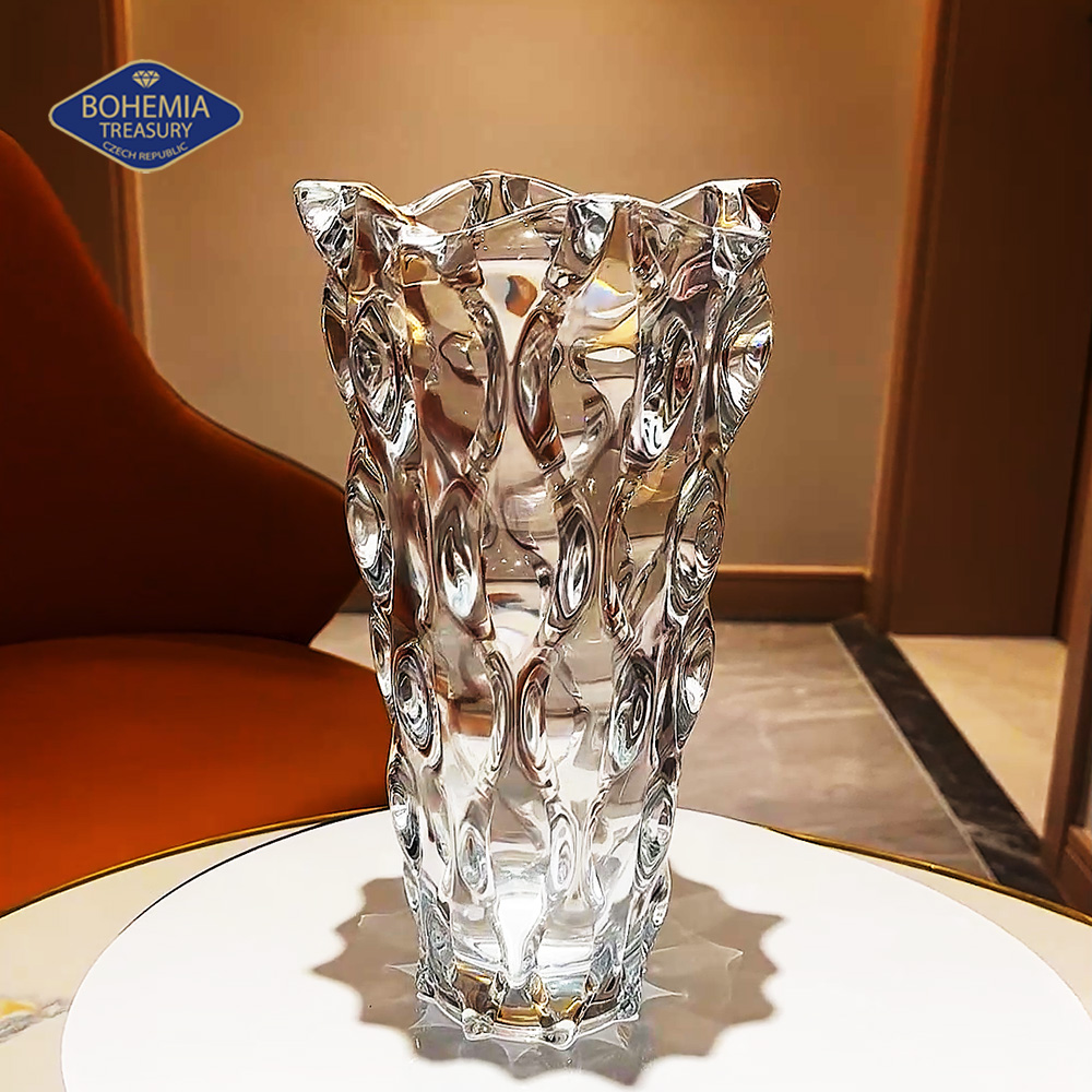 捷克进口BOHEMIA波西米亚水晶玻璃台面鲜花花瓶果盘果斗糖罐