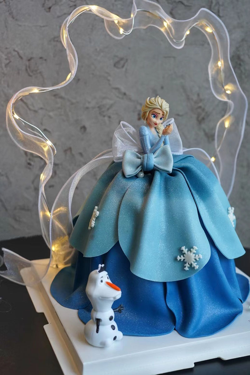 同城配送儿童女孩冰雪奇缘艾莎公主网红翻糖动物奶油生日蛋糕优惠券