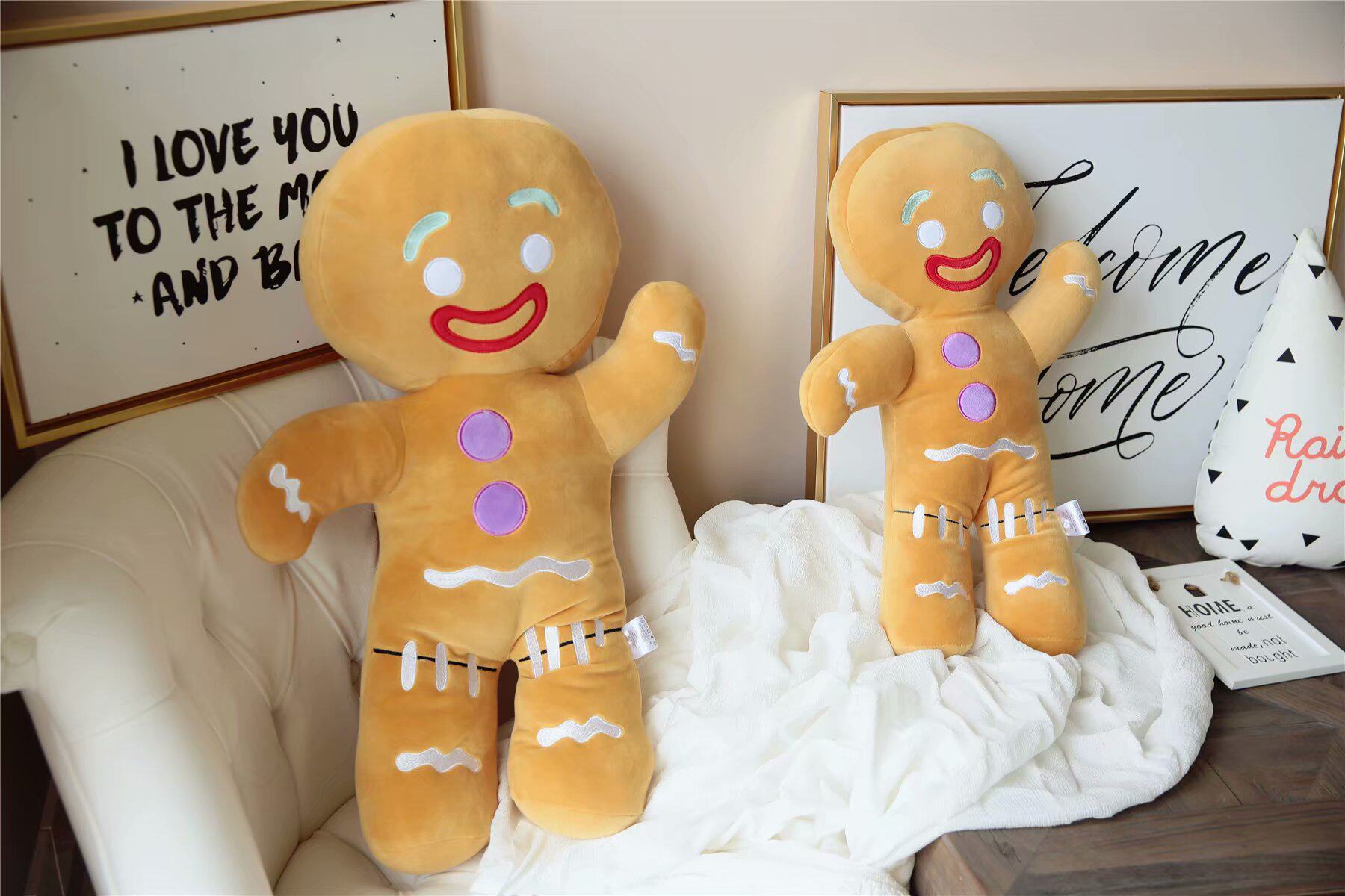 ins创意搞怪可爱软绵绵姜饼人饼干人公仔玩偶 抱枕 靠垫 大号挂件