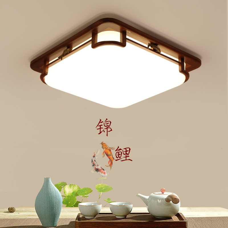 新中式吸顶灯中国风2022新款现代简约实木方形餐厅卧室大气客厅灯