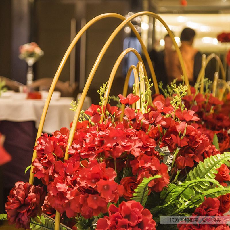 新款婚庆路引铁艺引路花架结婚路引开业活动迎宾路引升降绢花路引