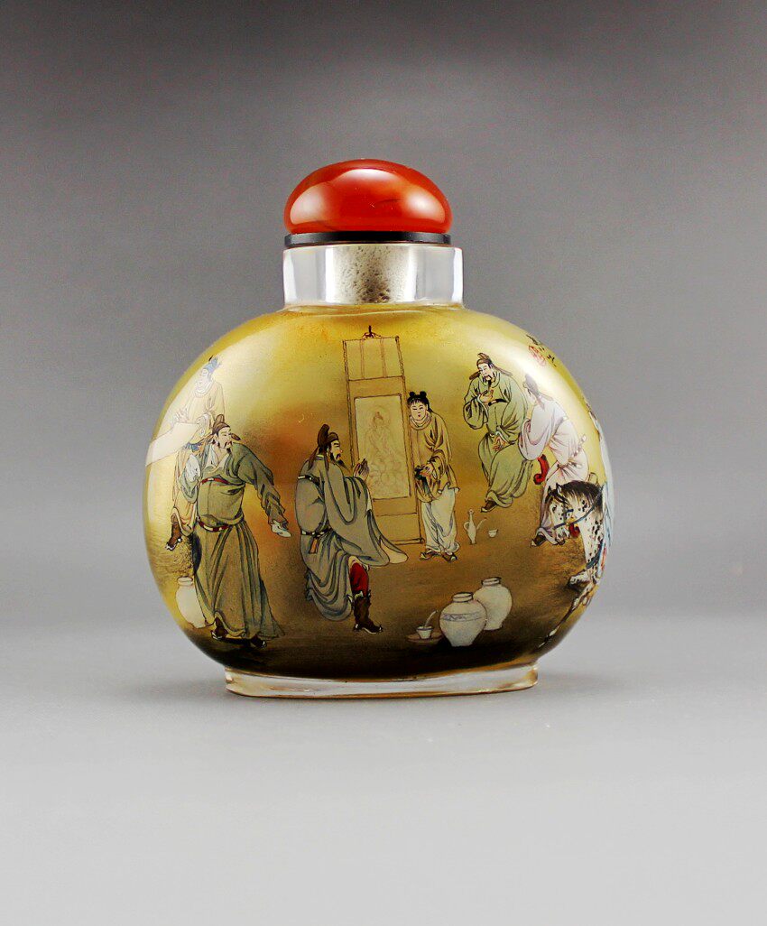 名家内画鼻烟壶东江饮中八仙