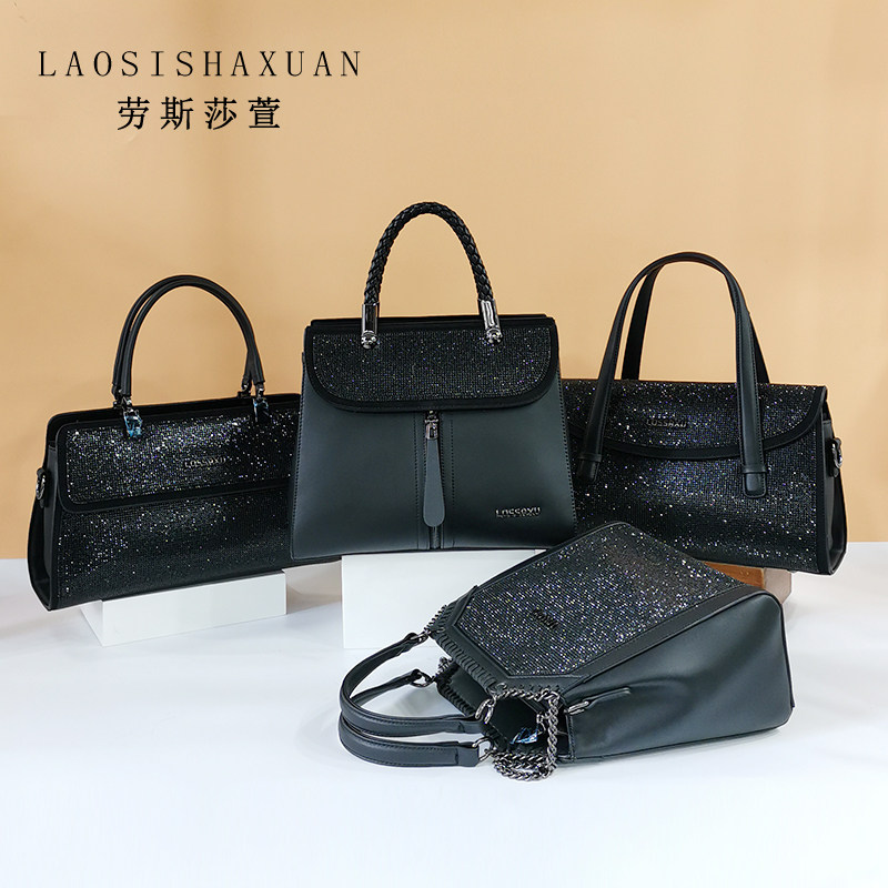 特价劳斯莎萱_2019新款女包正品劳斯莎萱真皮镶钻手提包百搭高档大气