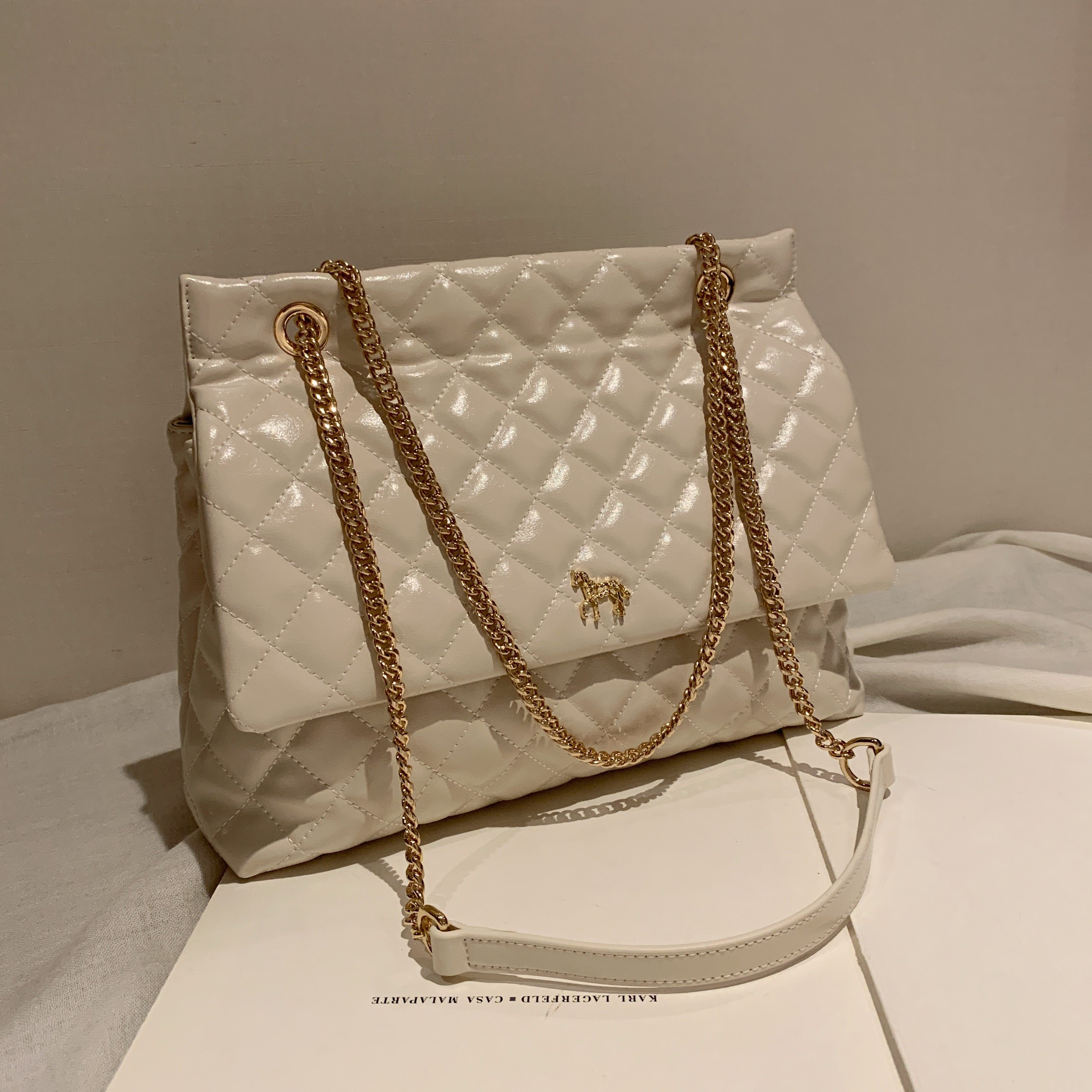 意大利lp小马包 贵妇小马大包包女2020新款链条大容量单肩斜挎包