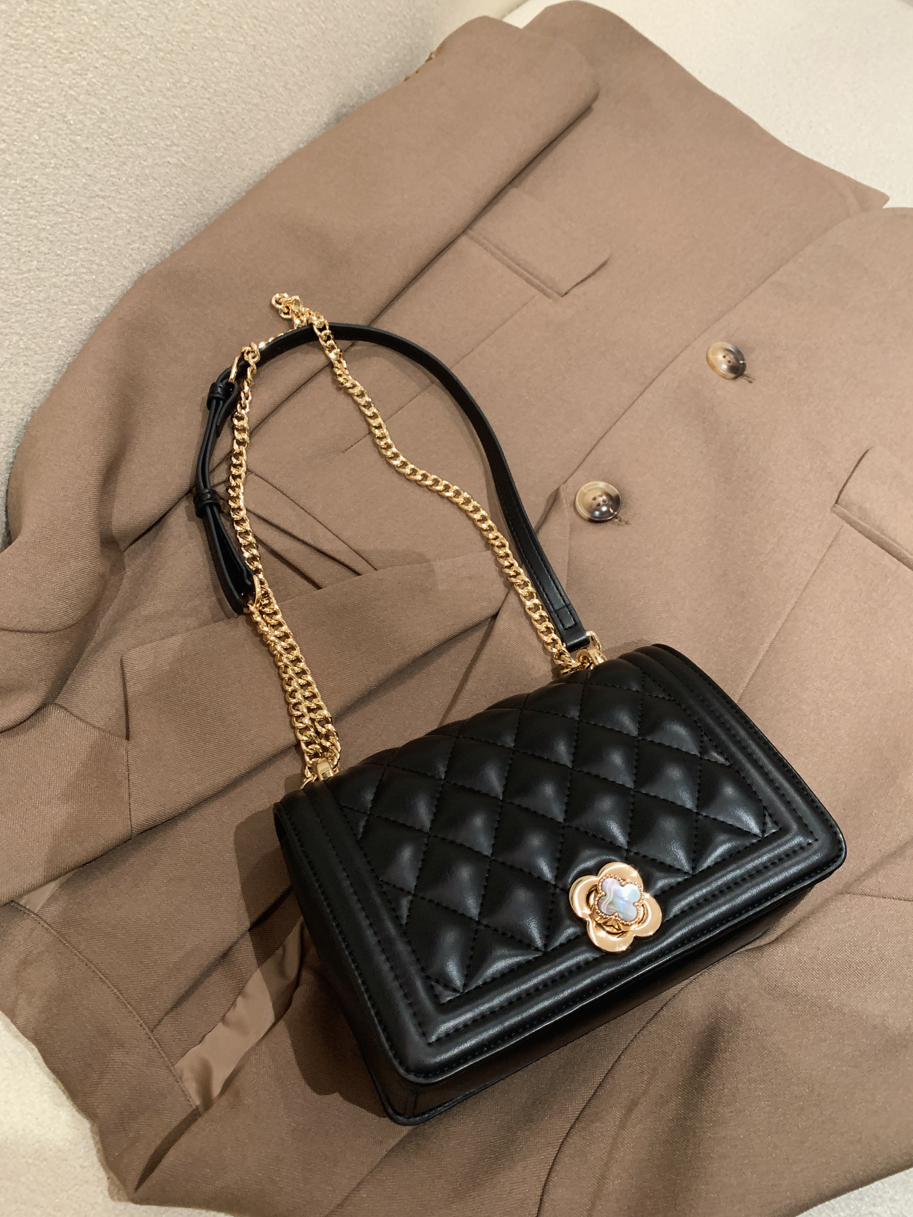 【南风】小香风四叶草菱格链条包包女2022新款时尚百搭单肩斜挎包