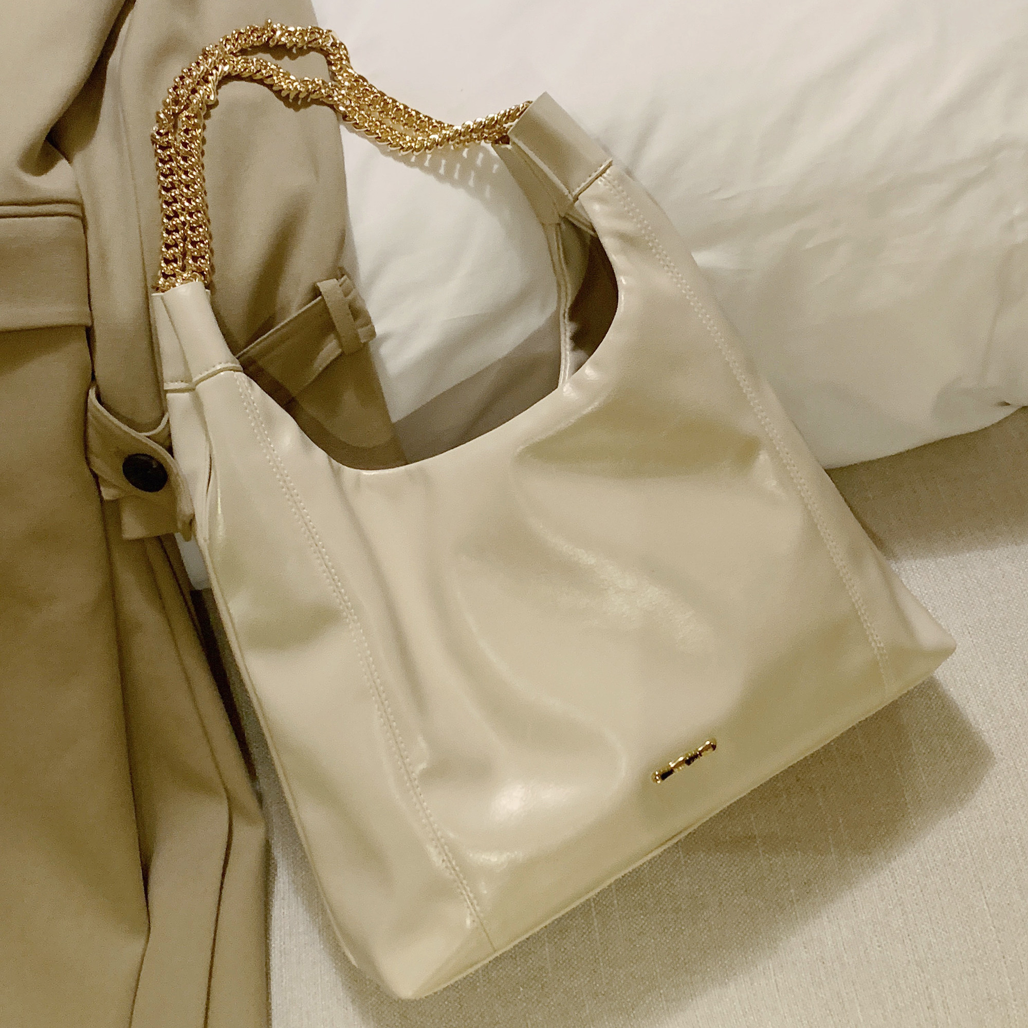 南风chio2nd 奶油月光托特包女2023新款春季大容量包包单肩通勤包