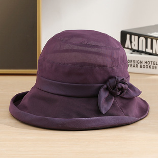 夏季真丝防晒遮阳帽女士防紫外线渔夫帽桑蚕丝太阳帽优雅气质凉帽