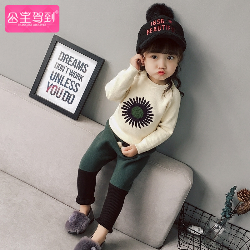女童毛衣套頭秋鼕韓版兒童小童嬰兒打底衫1-3歲0女寶寶針織衫加絨