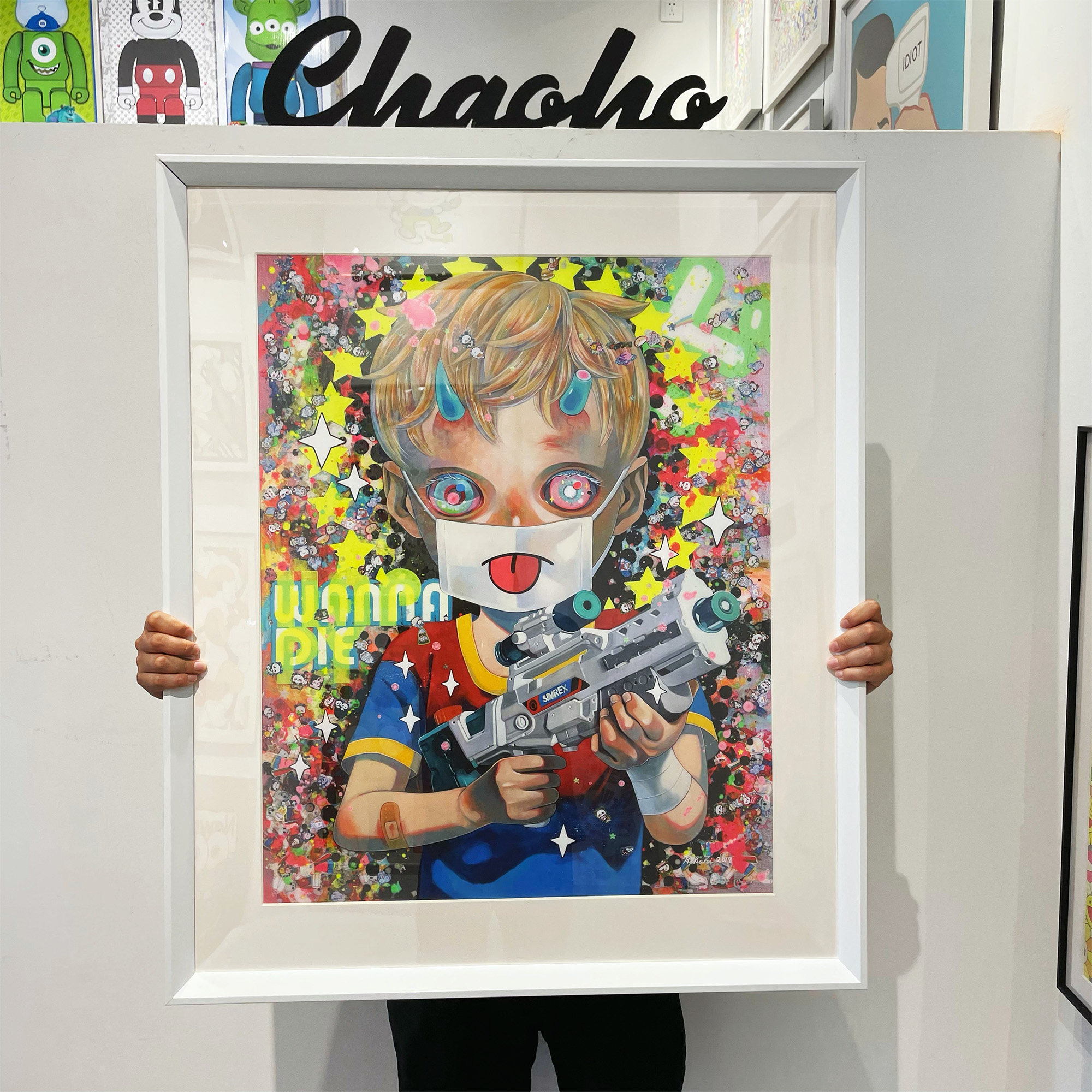 下田光版画 水枪男孩装饰画 hikari shimod 下田光潮流艺术挂画