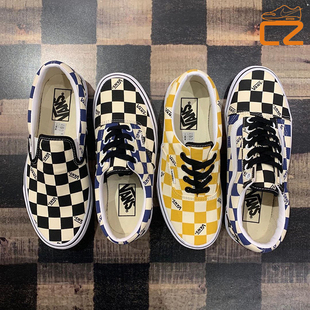 vans os era一脚蹬 vans logo黑白黄色棋盘格 经典男女低帮帆布鞋