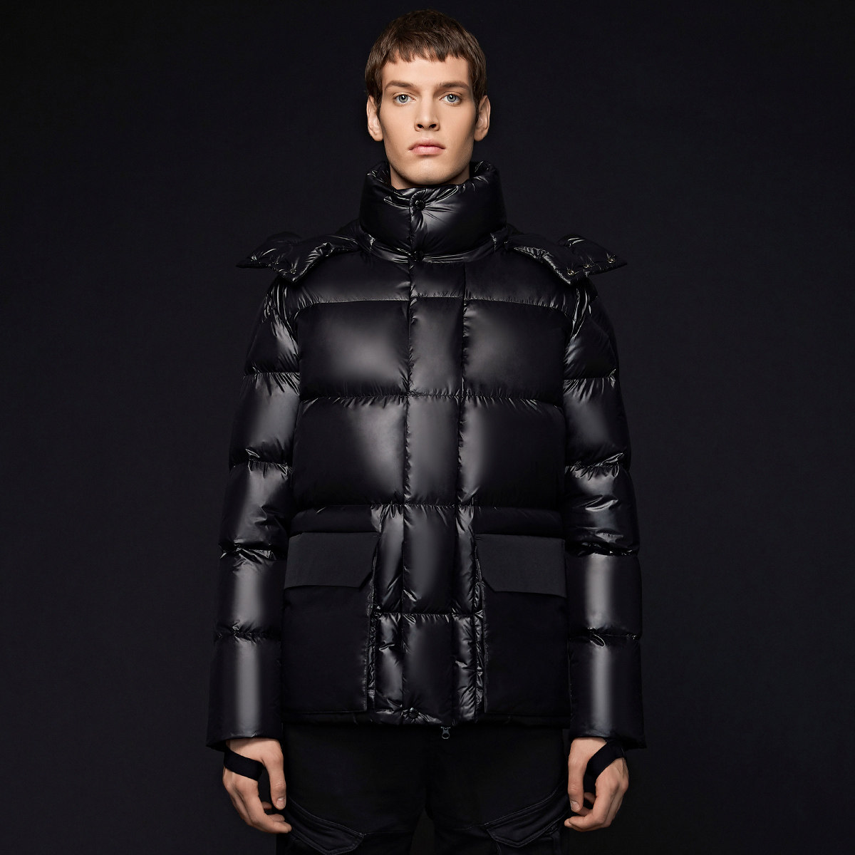 蒙口19新款羽绒服男短款潮牌外贸羽皇加厚鹅绒服东北超厚亮面外套