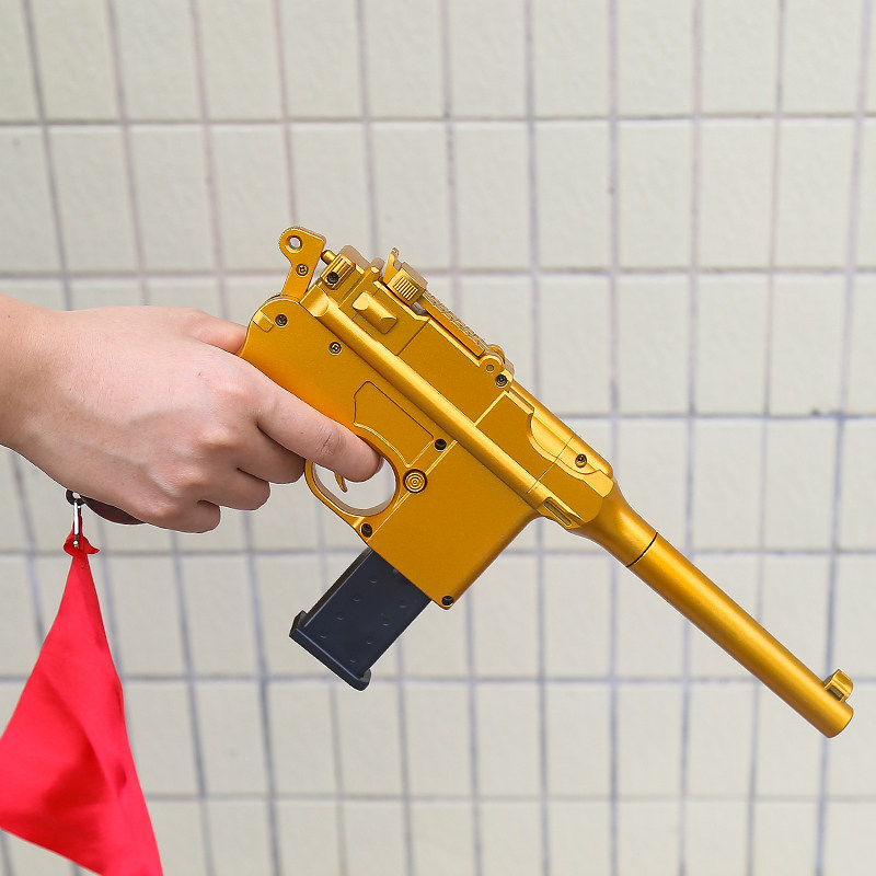 抛壳黄金毛瑟驳壳枪软弹枪红军模型八路军儿童男孩仿真玩具小手枪