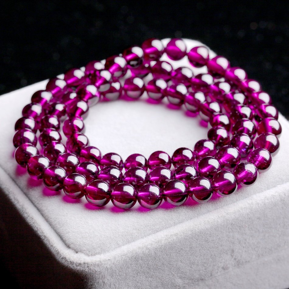 纯天然极品石榴石多圈紫牙乌手链 美容养颜 增加活力 收藏款