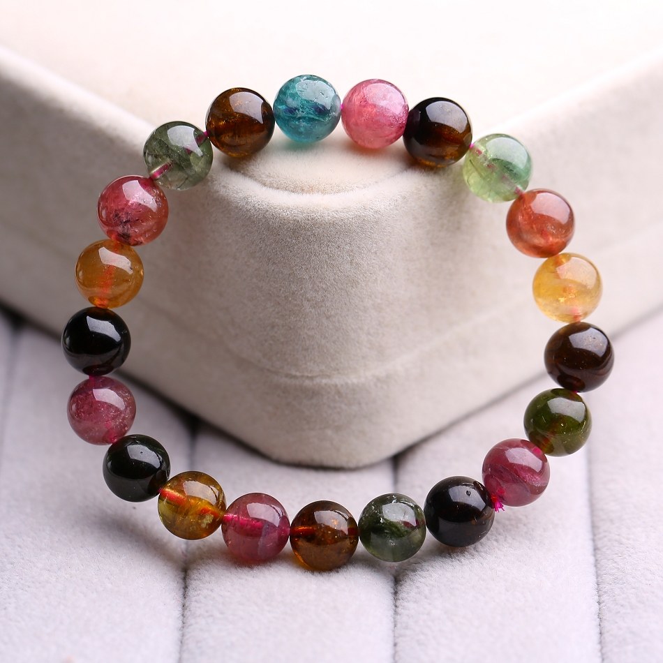 纯天然极品碧玺手链 带蓝碧 颜色漂亮 聚财纳福 收藏款