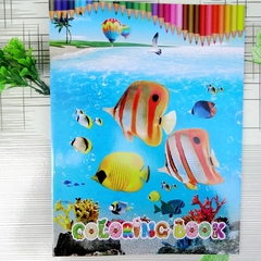 超大号海底世界泡泡鱼儿童贴纸卡通填色本涂鸦学画画册批发