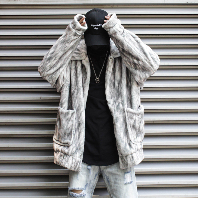 国潮秋冬猫咪皮草大雕夹克男女情侣装同款毛茸茸宽松ins潮流外套