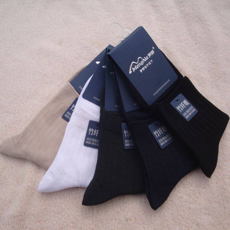 梦娜竹纤维男袜春夏薄款松口防臭搞菌男棉袜中筒商务休闲袜柔软