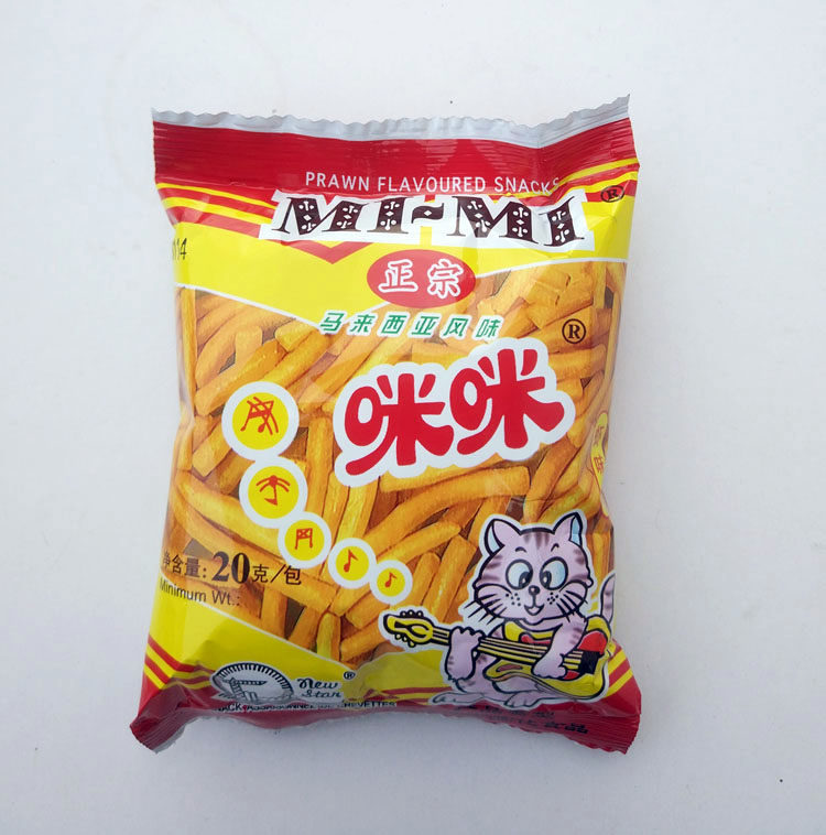 马来西亚风味咪咪虾味条20克零食膨化食品蟹味粒
