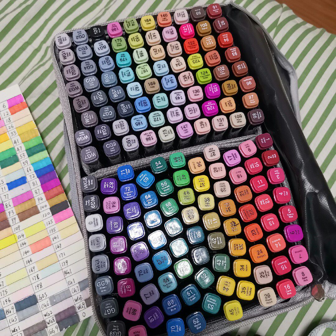 热销马克笔袋装_90元包邮168色touch酒精马克笔袋装色彩鲜艳散装马克