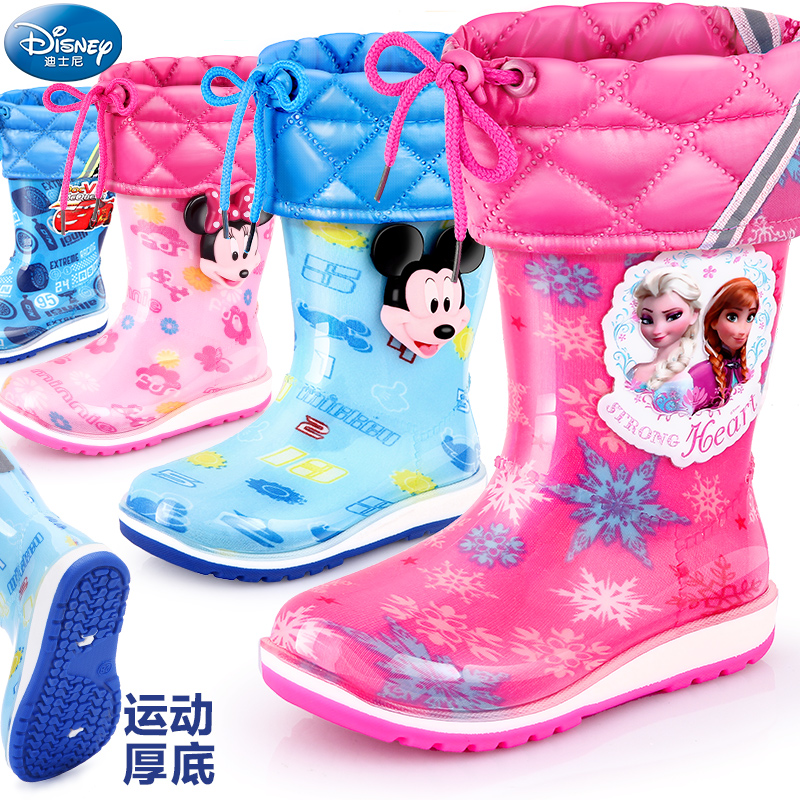 迪士尼兒童雨鞋男童女童四季加絨防滑膠鞋幼兒園小孩雨靴寶寶水鞋