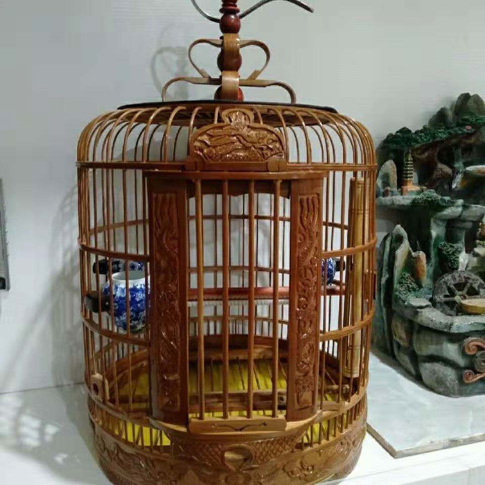 热销花八哥_雕花画眉八哥画眉鹩哥老竹鸟笼抛光上油精品画眉鸟笼老竹