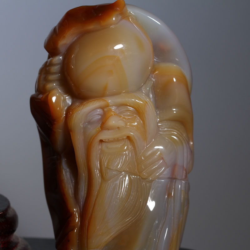 顶级天然玉髓玛瑙 福禄寿摆件 337.3g 469.6g 455.8g