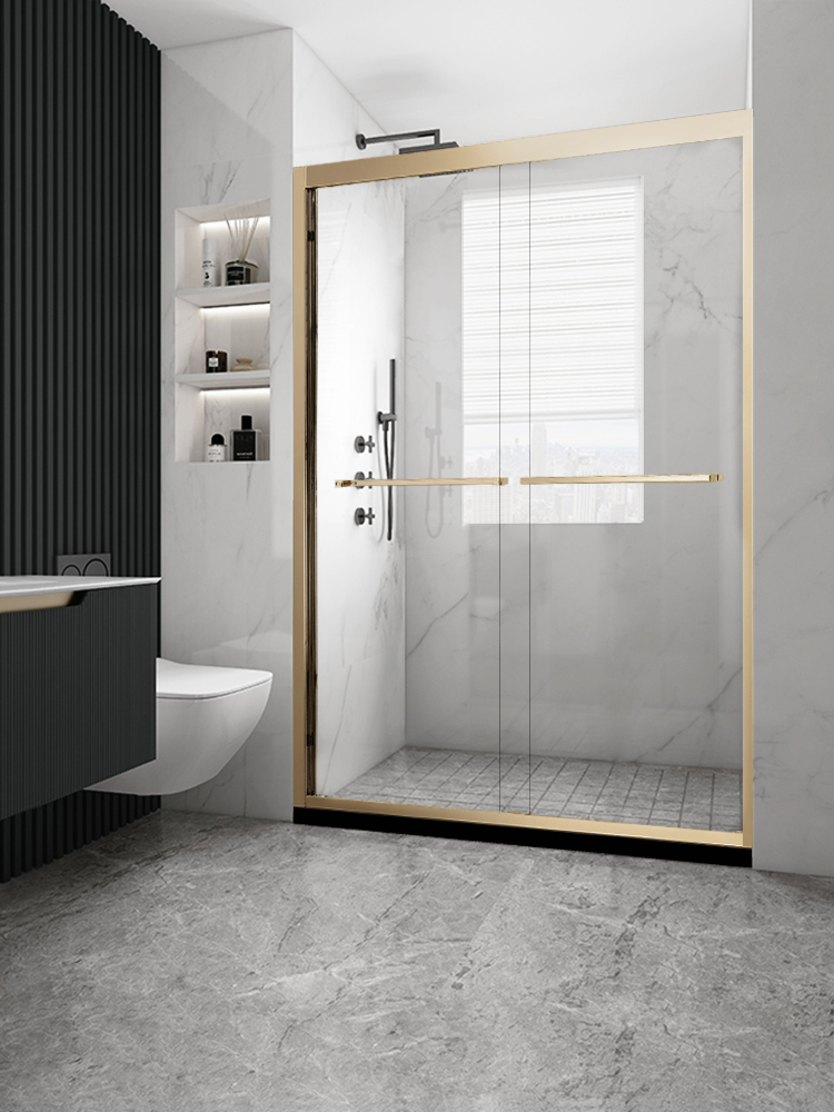 一字型淋浴隔断极窄干湿分离玻璃不锈钢浴室淋浴房移门卫生间浴i.