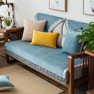 中式木沙发坐垫套巾图片