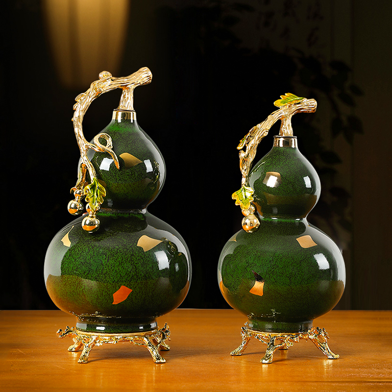 新中式珐琅彩陶瓷葫芦摆件客厅玄关办
