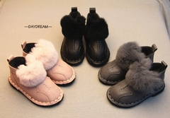 2016冬季真兔毛儿童雪地靴亲子女童短靴宝宝棉鞋加绒防滑童鞋大码