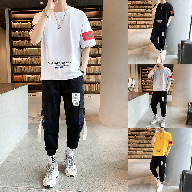 干净男生穿搭套装夏季时尚男装帅气一套衣服微胖搭配全身显高显瘦