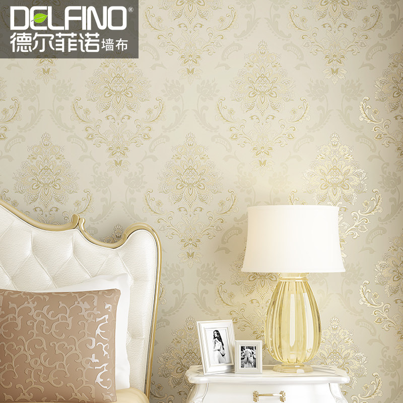高档奢华欧式无缝墙布现代简约卧室客厅全屋壁纸电视背景刺绣壁布