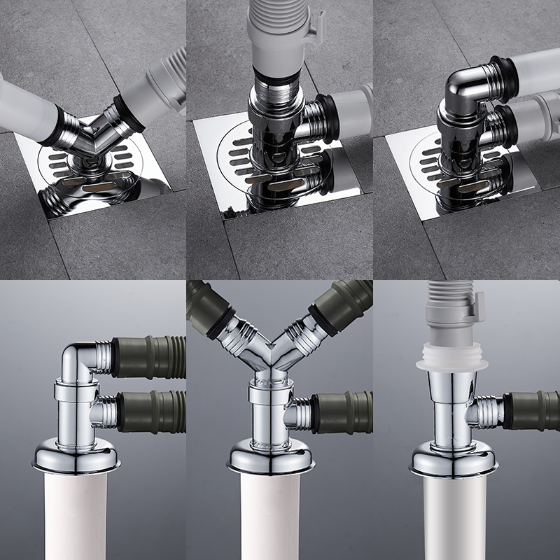三通洗衣机下水管排水管专用地漏接头防臭防溢水双头多路多二合一