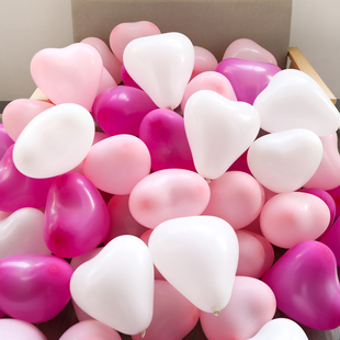 心形气球装饰造型彩色小号爱心粉色结婚婚房婚礼桃心布置卧室房间,可
