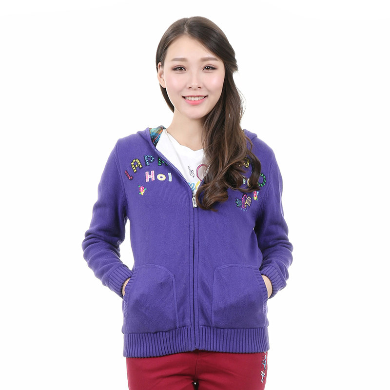 lapagayo拉柏家雅冬女装新款开胸拉链加厚毛衣外套上衣a3x2910b