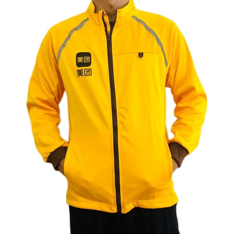 2021新款美团外卖春秋冬季透气长袖冲锋衣工作服防风保暖骑手外套