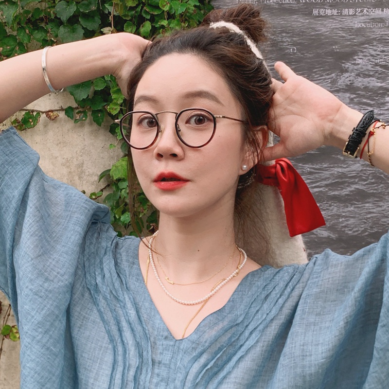 一折日本金子眼镜_莉贝琳同款眼镜框女日本钛架复古超轻近视眼镜架