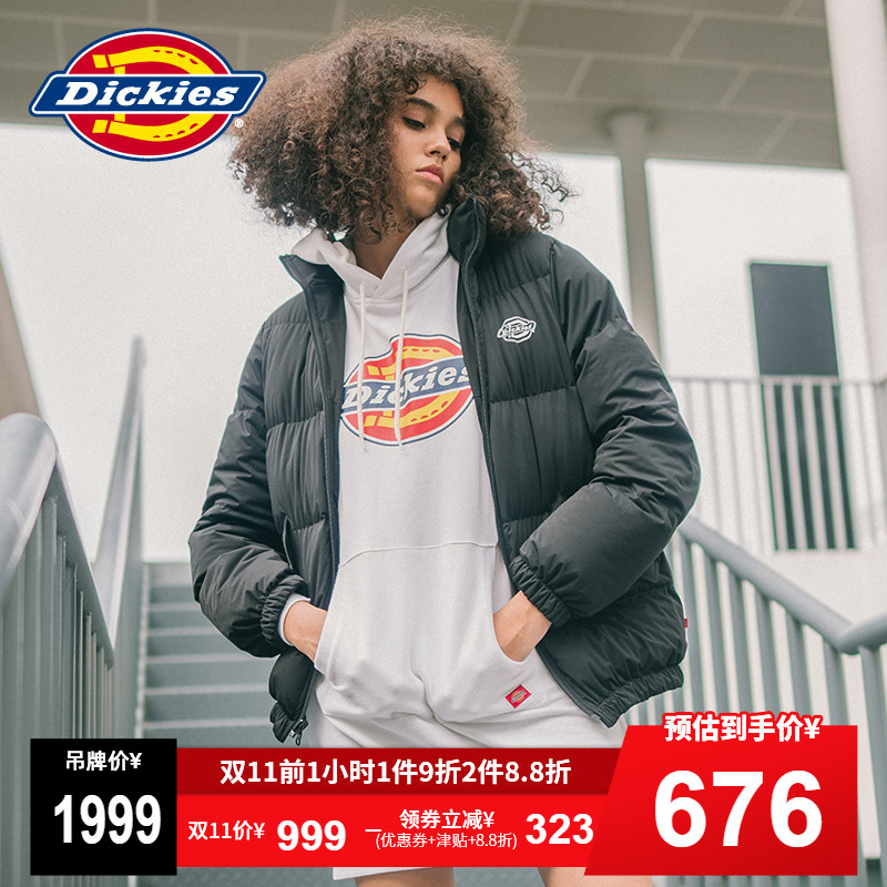 Dickies两面穿鸭绒羽绒服 女式休闲印花袖口收口厚外套DK004825