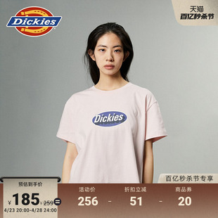 Dickies24春夏新品前胸3Dlogo字母印花高腰短款 宽松短袖T恤 女款