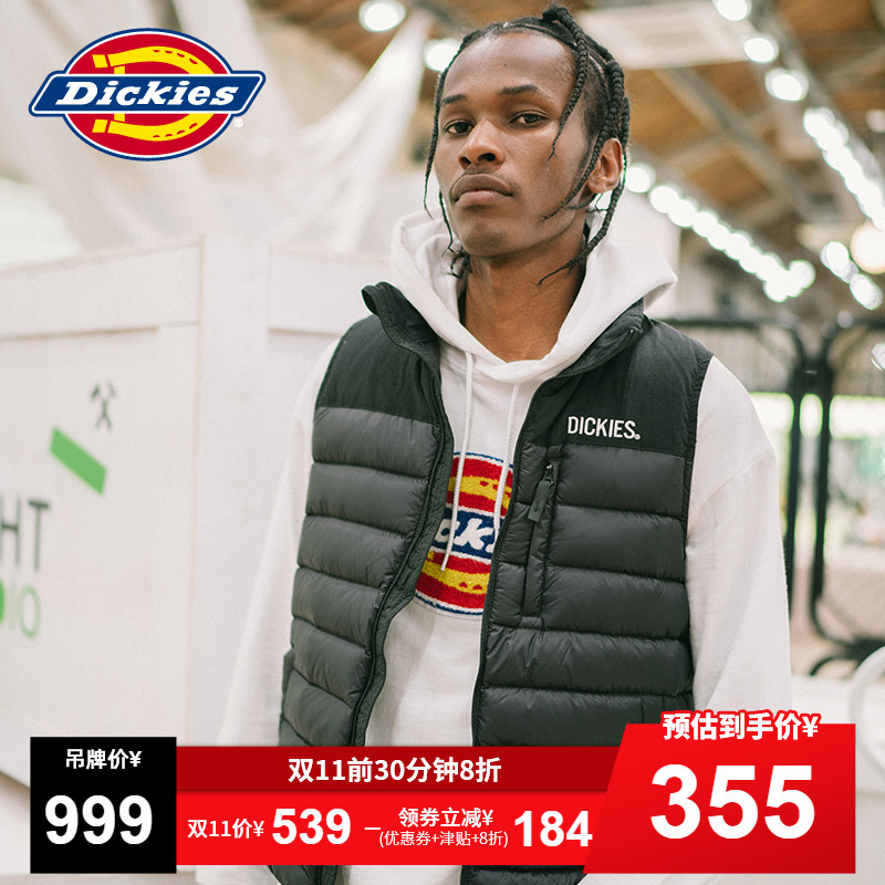 Dickies拼接羽绒背心马夹 男式休闲立领轻薄充绒马甲新品DK004534