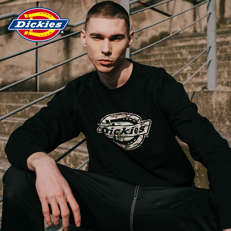 Dickies胸前迷彩logo印花卫衣 男士全棉圆领卫衣 宽松DK006462