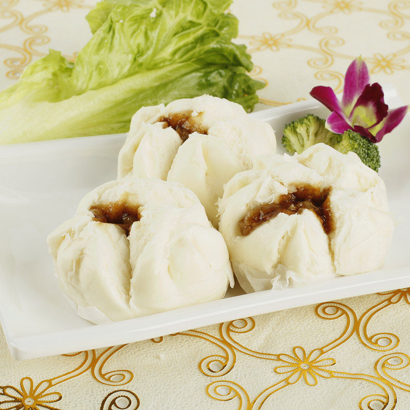 广东早茶港式点心下午茶速冻开口叉烧包点心早餐面食包子 9个/包