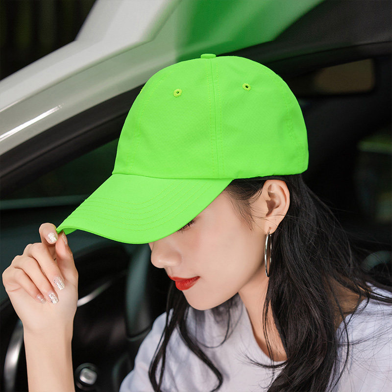 青春绿帽子男韩版潮夏天薄款软顶抹茶绿鸭舌帽百搭荧光绿棒球帽女